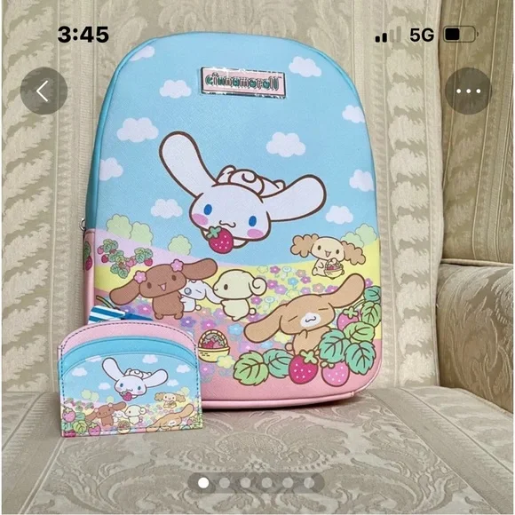 cinnamoroll family pastel mini backpack Cinnamoroll Family Pastel Mini Backpack and 6-slot card holder
